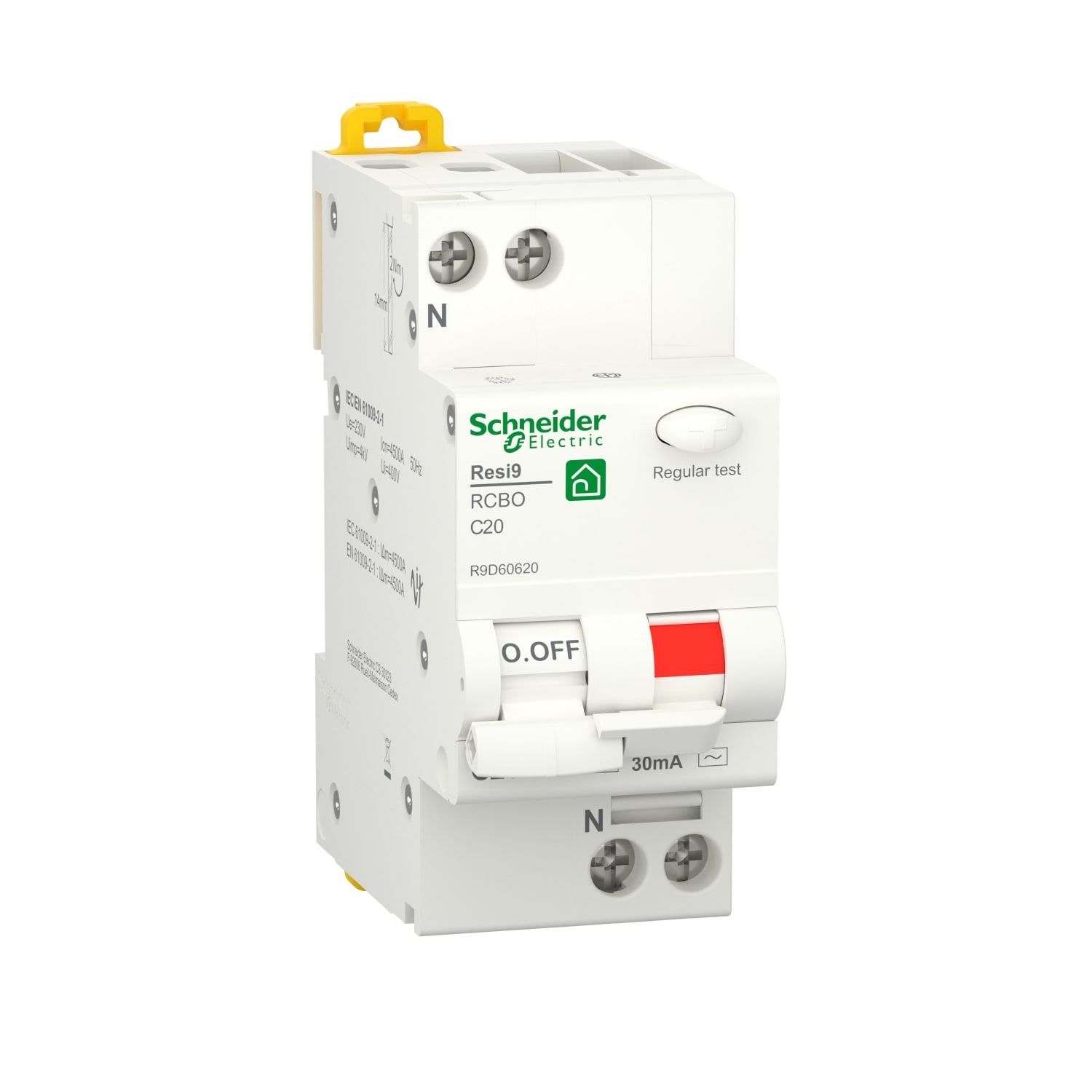 SCHNEIDER ELECTRIC - SNRR9D60620 INT.MTD RESI9 RCBO 1P+N C 20A 30MA AC 2M