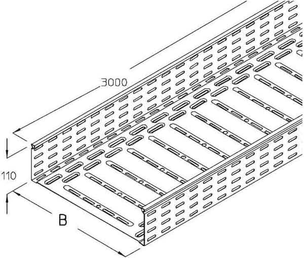 DIETZEL - DIE079803 Kabelrinne, gelocht, 400x110x3000 mm, se