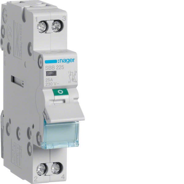 HAGER - HAGSBB225 INT NON AUT 2 POLI 25A 1 MOD + SPIA LUM