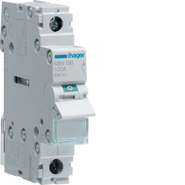 HAGER - HAGSBN190 INTERRUTTORE NON AUT 1 POLO 100A 1 MOD