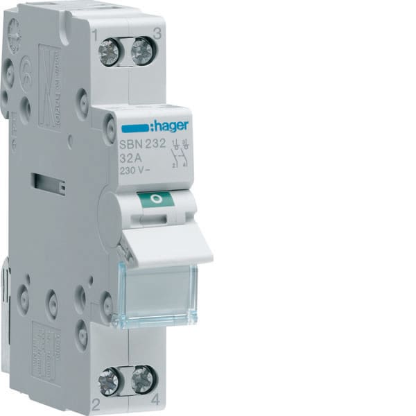 HAGER - HAGSBN232 INTERRUTTORE NON AUT 2 POLI 32A 1 MOD