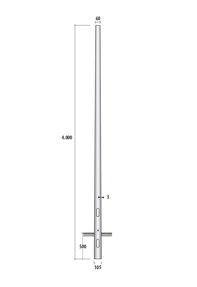 SEM - SEM4400 PALO CONICO H.TOT. 400 CM. D 100/60X3