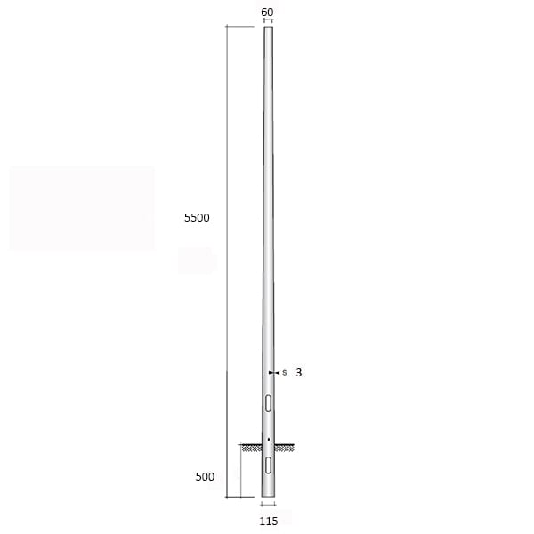 SEM - SEM4560 PALO CONICO H.TOT. 550 CM. D 115/60X3