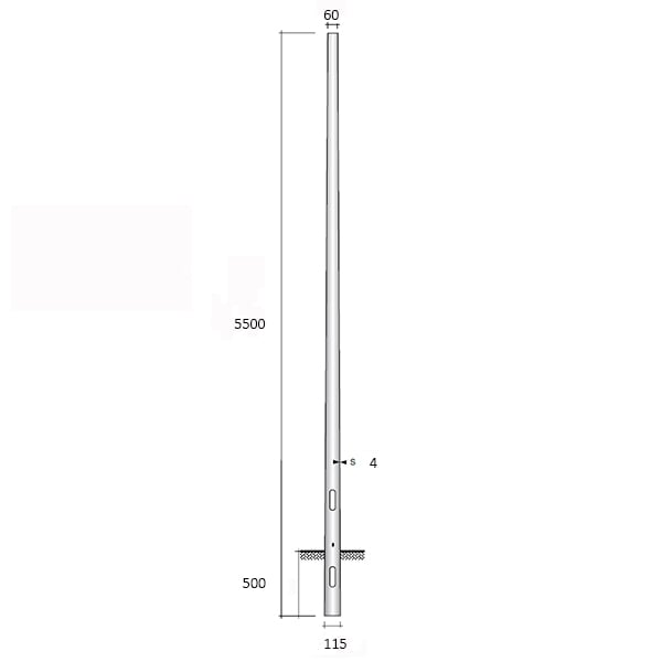 SEM - SEM4560/4 PALO CONICO H.TOT. 550 CM. D 115/60X4