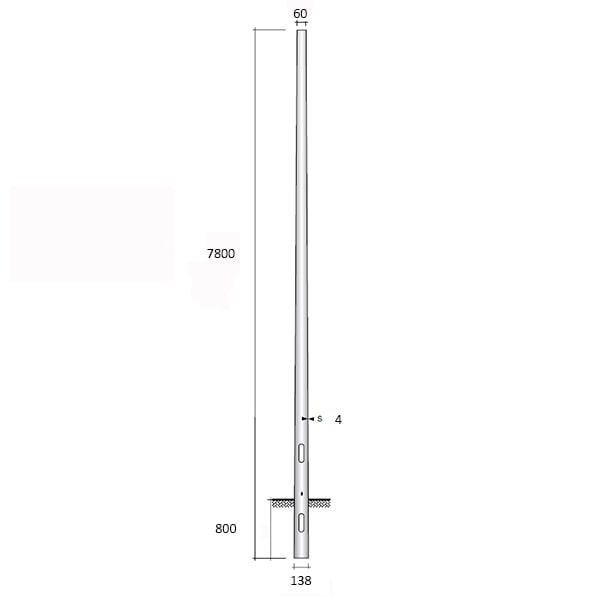 SEM - SEM4780/4 PALO CONICO H.TOT. 780 CM. D 138/60X4
