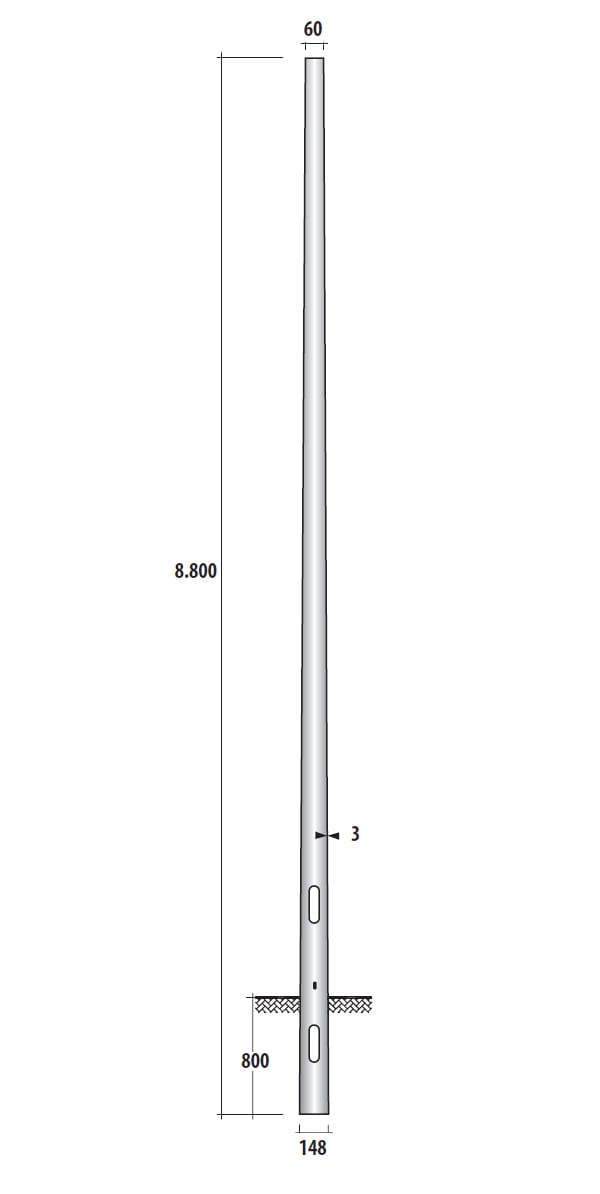 SEM - SEM4880 PALO CONICO H.TOT. 880 CM. D 148/60X3