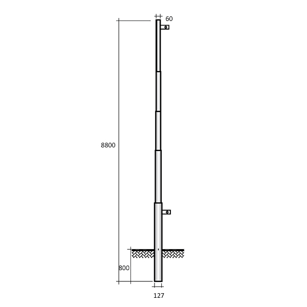 SEM - SEM4903/A PALO RASTREMATO H.TOT. 880 CM. ALZABAND.