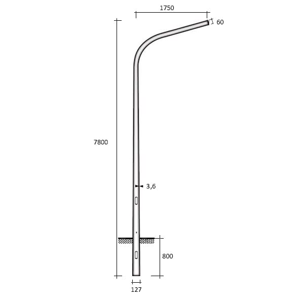 SEM - SEMCASILINA127 PALO CONICO CURVATO HSP H.TOT. 780 CM.
