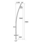SEM - SEMCCL78-127/60 PALO CONICO CURVATO HSP H.TOT. 780 CM.
