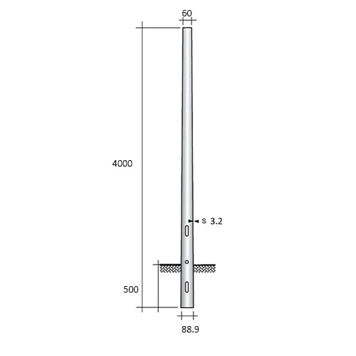 SEM - SEML4400/V PALO CONICO LAMINATO HSP H. TOT. 400 CM.