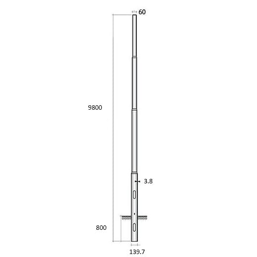 SEM - SEML4980/1 PALO CONICO LAMINATO HSP H. TOT. 980 CM.