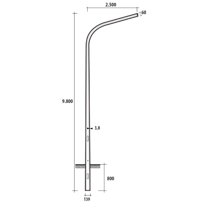 SEM - SEMOSTIENSE139 PALO CONICO CURVATO HSP H.TOT. 980 CM.