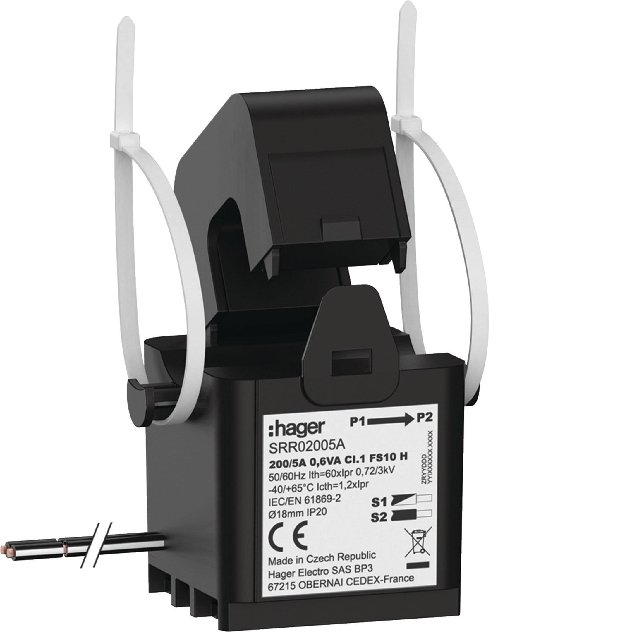 HAGER - HAGSRR02005A TRASF. DI CORRENTE APRIBILE 200/5A CL.1