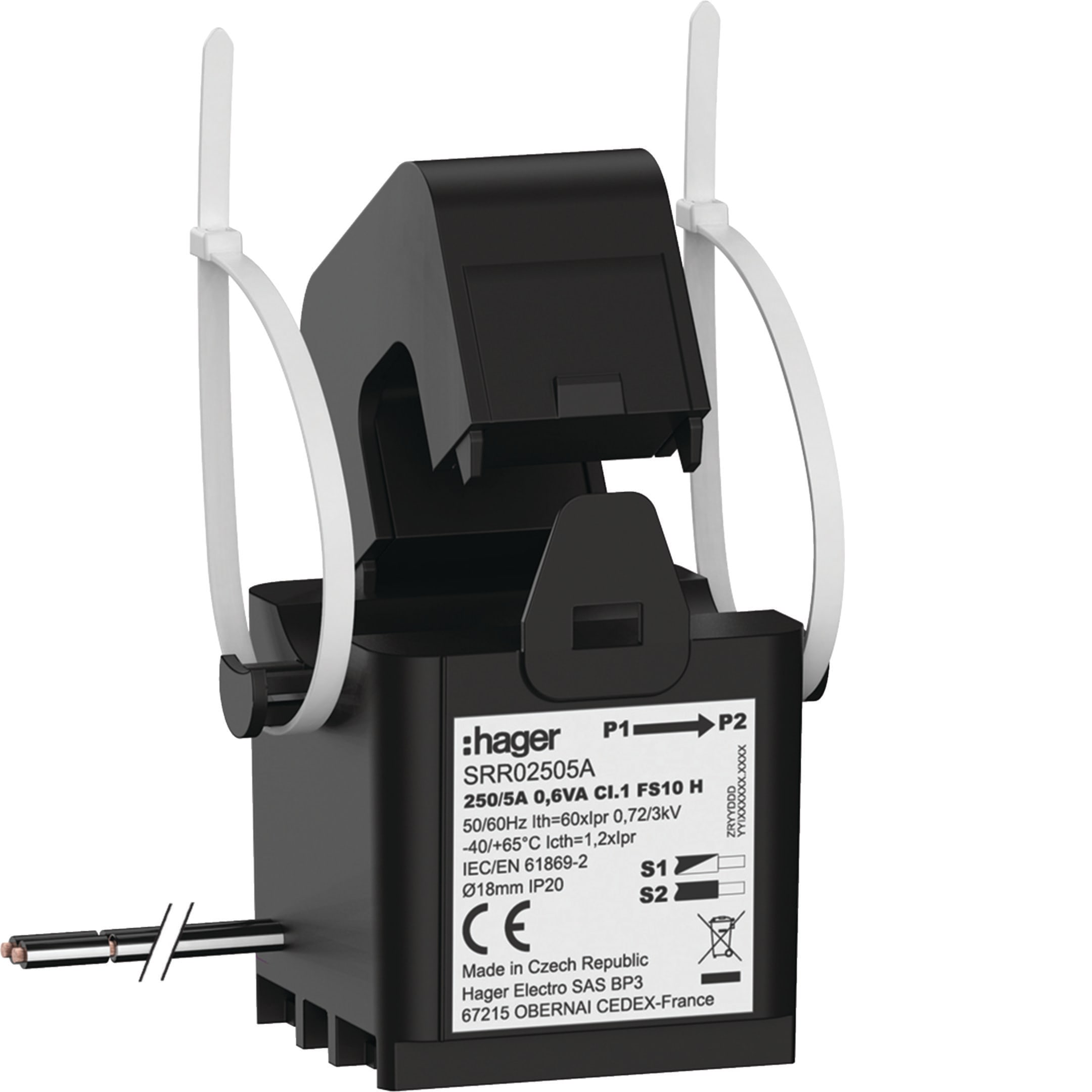HAGER - HAGSRR02505A TRASF. DI CORRENTE APRIBILE 250/5A CL.1
