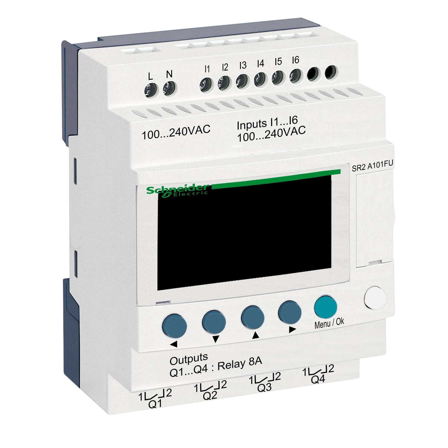 SCHNEIDER ELECTRIC - SNRSR2A101FU Smart relay comp. Zelio Logic - 10 I/O - 100..240 V CA - S/orologio - Display