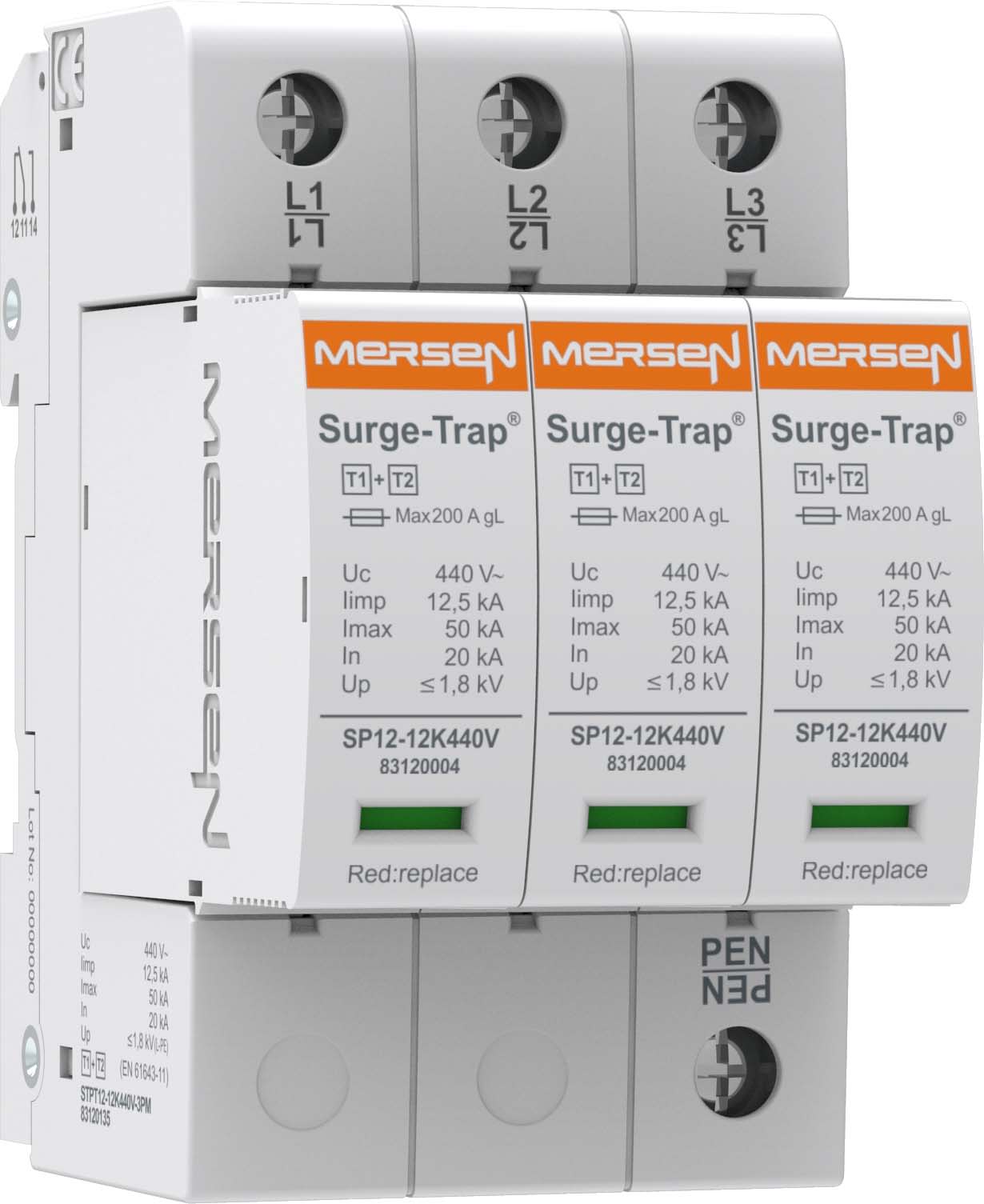 MERSEN ITALIA SPA - XES83120134 SPD T1+2,12.5KA,UC440V,3+0 IT