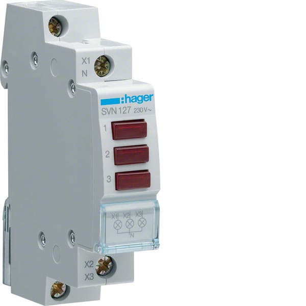 HAGER - HAGSVN127 3 SEGNALATORI LUMINOSI ROSSI 1M