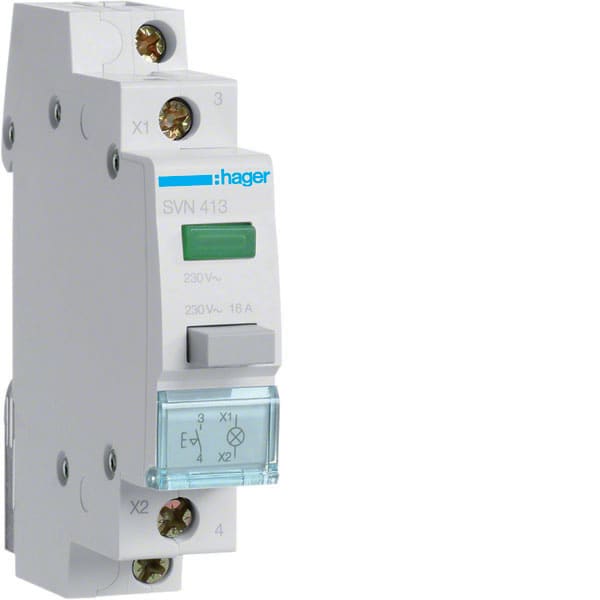 HAGER - HAGSVN413 Druckschalter 16A 1S 230V AC LM gr. 1PLE