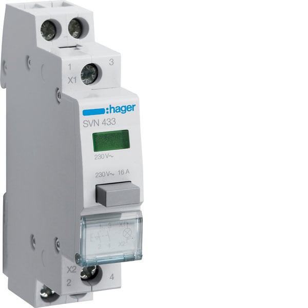 HAGER - HAGSVN433 Druckschalter 16A 2S 230VAC LM grun 1PLE