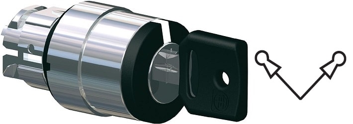 SCHNEIDER ELECTRIC - SNRZB4BG3F022 Testa selettore Ø 22 - 2 posiz. - chiave nera - estraz.chiave al centro