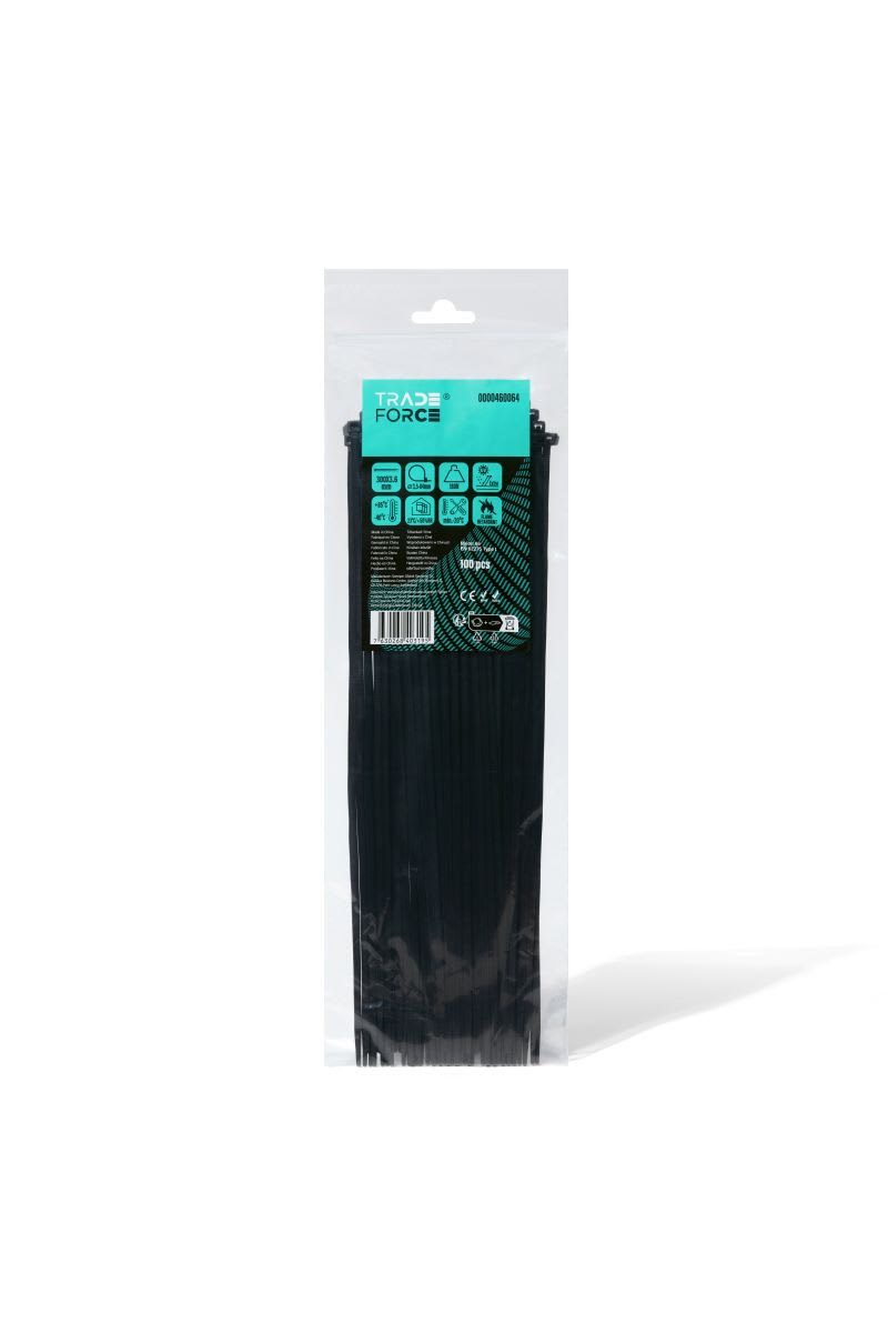 TRADEFORCE - TDM0000460064 FASCETTA UV NERA IN-OUT 300X3.6MM 100PZ