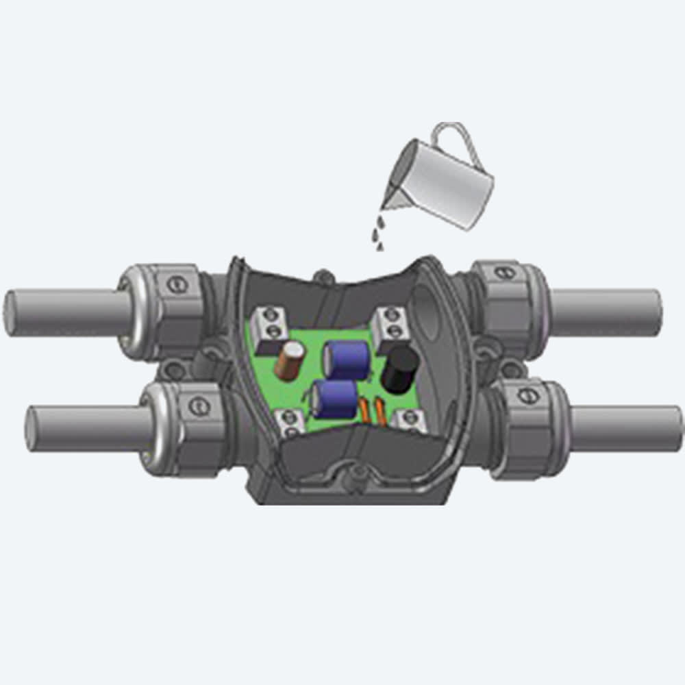 TECHNO SRL - TLHTHA.219.D1A JUNCT BOX RESIN 3 WAYS D7-13.5 IP68