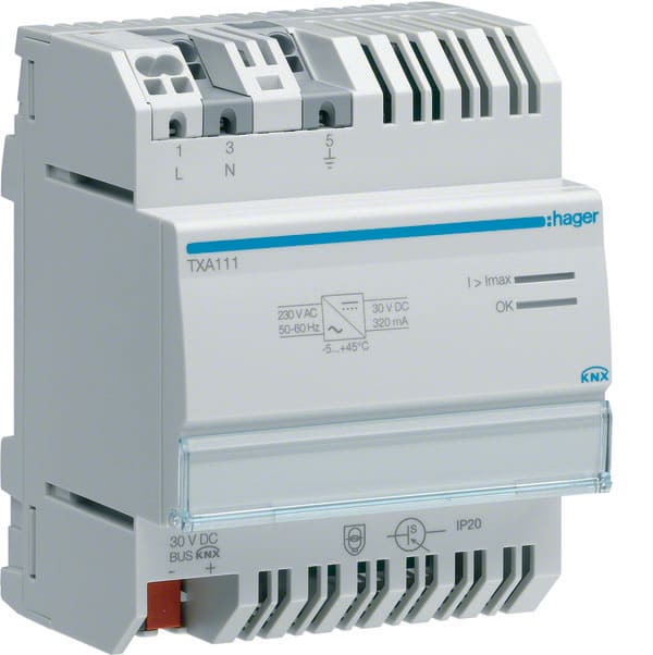 HAGER - HAGTXA111 Spg. Versorg. 1 Ausg, 1 Drossel, 320mA