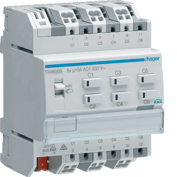 HAGER - HAGTXA606B Schalt-/Jal.aktor 6/3fach KNX easy, 10A