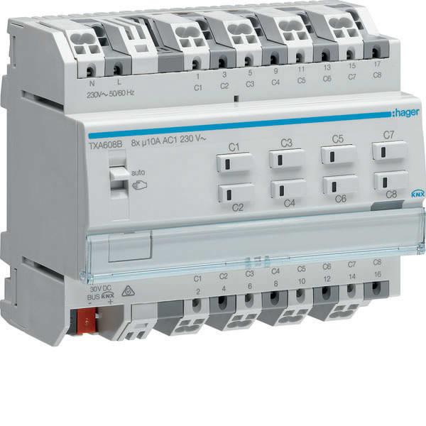 HAGER - HAGTXA608B MOD.KNX TP 8 OUT 10A AC1 230V 6M