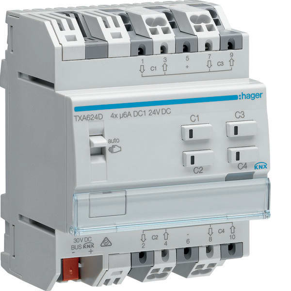 HAGER - HAGTXA624D Rolll.-/Jalousieaktor 4f KNX easy, 24V