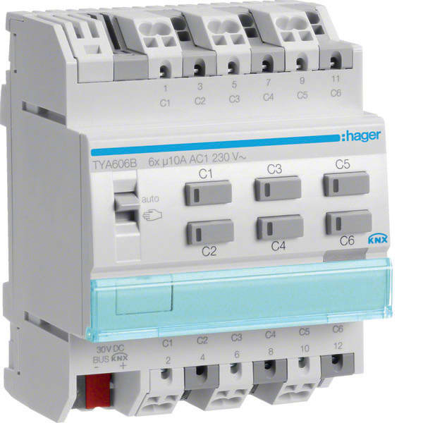 HAGER - HAGTYA606B Schalt-/Jalousieaktor 6/3fach KNX, 10A