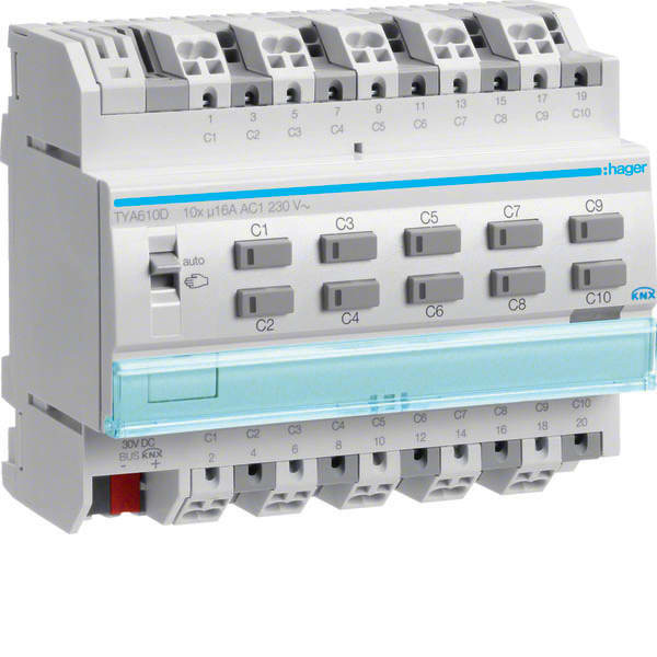 HAGER - HAGTYA610D Schalt-/Jal.aktor 10/5fach KNX, 16A,C-L.