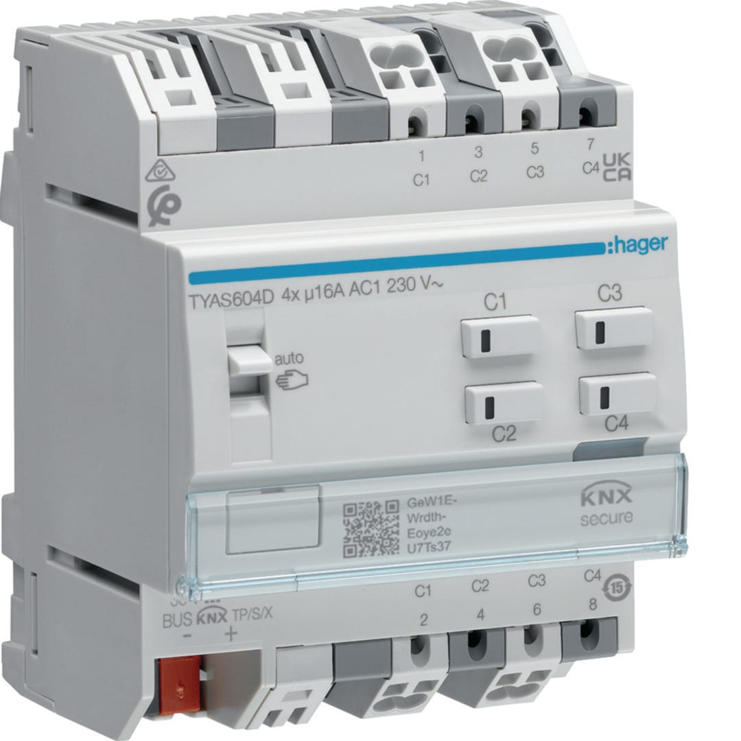 HAGER - HAGTYAS604D MOD.KNX-SEC 4 OUT 16A AC1 230V C-LOAD 4M