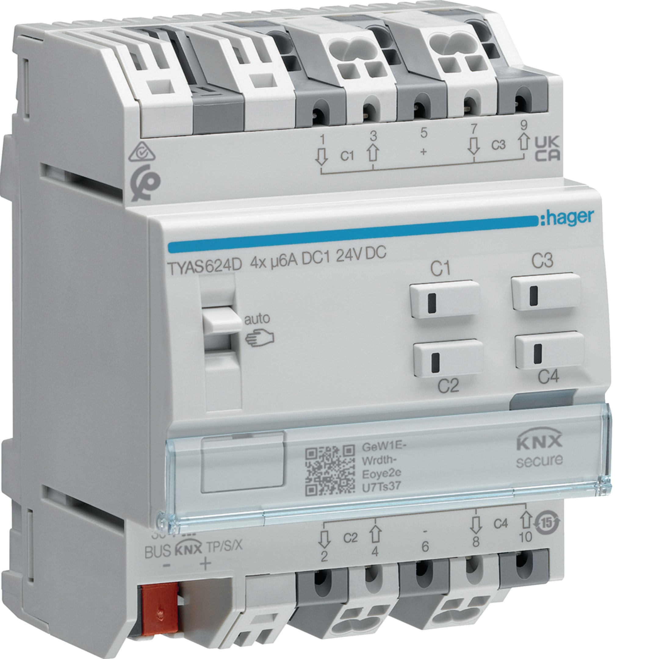 HAGER - HAGTYAS624D MOD.KNX-SEC VENEZ 4 OUT 6A DC1 24VCC 4M