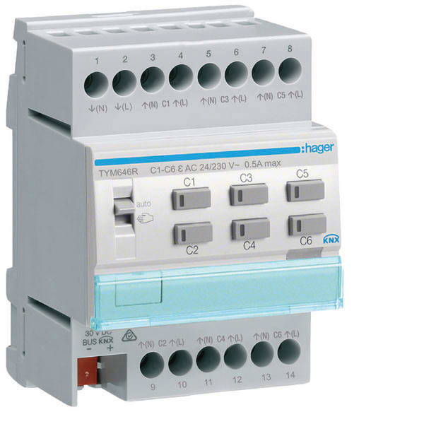 HAGER - HAGTYM646R Heizungsaktor 6f KNX, m. Regler, 24/230V