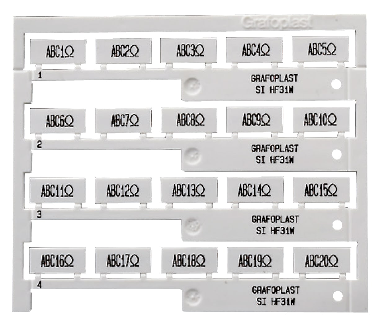 GRAFOPLAST SRL - GRASIHF31WMC TESSERA BIANCO PER BINARIO 20X9MM MC=100