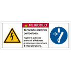 CEMBRE SPA - CEM2613500-E ETICHETTA ADESIVA PER IMPIANTI ELETTRICI, TESTO "PERICOLO, TENSIONE ELETTRICA PERICOLOSA"