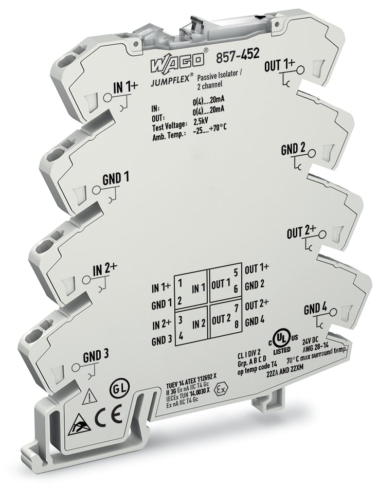 WAGO ITALIA SRL - WAG857-452 ISOLATORE PASS 2CH I 2XU CORR L 6MM 2,50