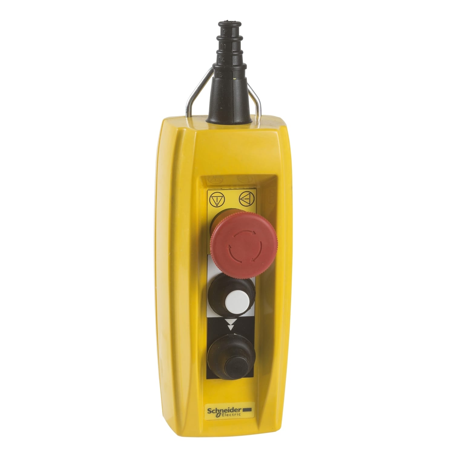 SCHNEIDER ELECTRIC - SNRXACB3291 Pendant control station, Harmony XAC, plastic, yellow, 2 push buttons, 1 emergency stop, control 2 speed hoist motor