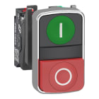 SCHNEIDER ELECTRIC - SNRXB4BL734155 Pulsante doppio, Harmony XB4, metallo, 22 mm, 1 verde filoghiera con marcatura I + 1 rosso sporgente con marcatura O, 1NO+1NC, Push-in
