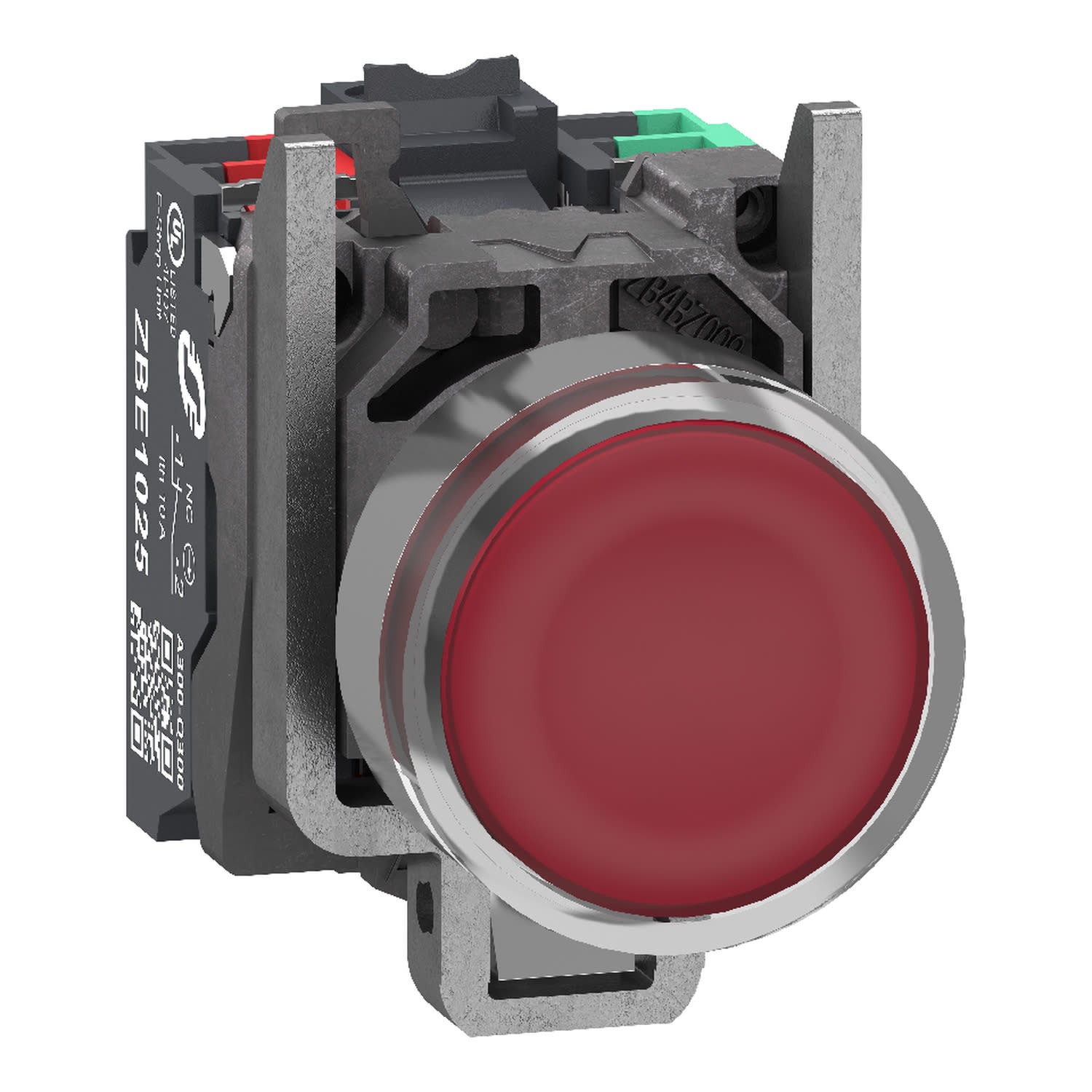SCHNEIDER ELECTRIC - SNRXB4BW34B55 Pulsante luminoso, Harmony XB4, metallo, rosso filoghiera, 22 mm, LED universale, gemma liscia, 1NO + 1NC, 24 V AC DC, Push in