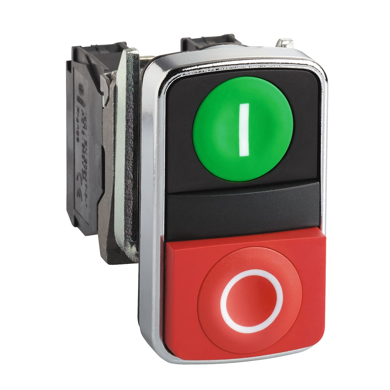 SCHNEIDER ELECTRIC - SNRZB4BA7341 Testa pulsante doppio Ø22 - rossa + verde - 0/I - IP40