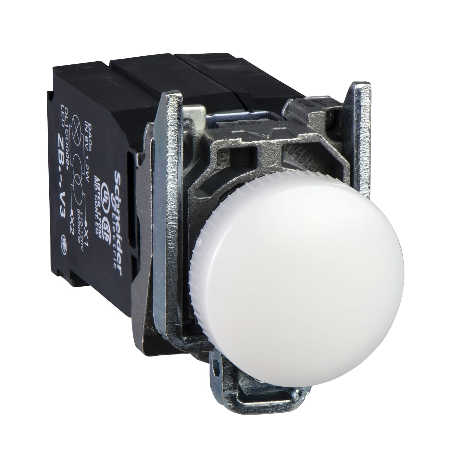 SCHNEIDER ELECTRIC - SNRXB4BV41 Pilot light, Harmony XB4, metal, white, 22mm, plain lens with BA9s bulb, 230...240V AC