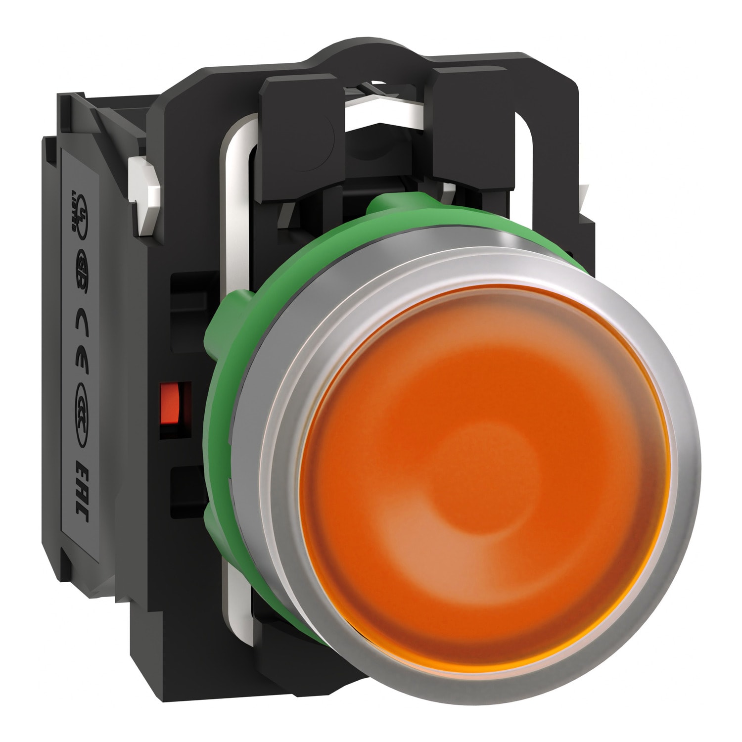 SCHNEIDER ELECTRIC - SNRXB5AW35B5C0 Pulsante luminoso arancione - Ø22 - 24Vac/dc- ghiera grigia- 1NA+1NC- LED universale