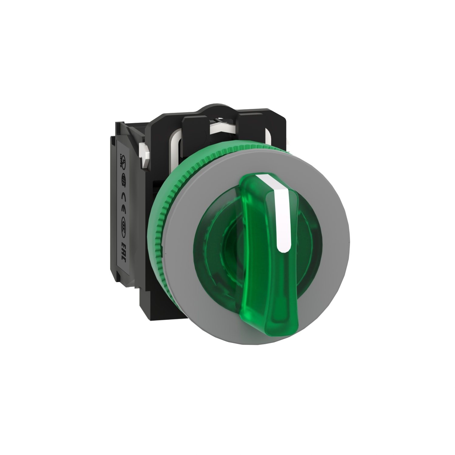SCHNEIDER ELECTRIC - SNRXB5FK133B5C0 Selettore luminoso verde 3pos.- filopannello - 24Vac/dc - ghiera grigia - Ø30 - LED universale - NO+NC