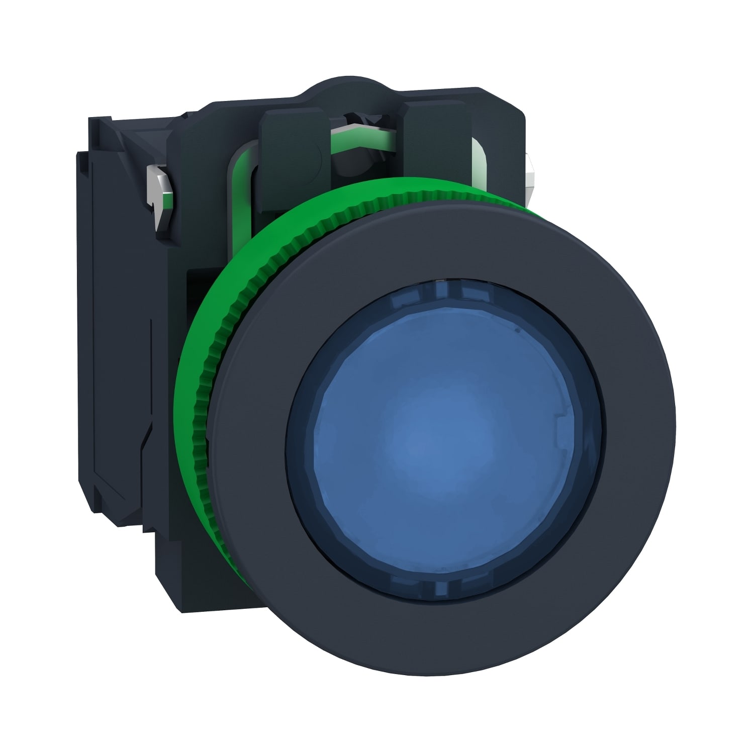 SCHNEIDER ELECTRIC - SNRXB5FW36B5 Harmony XB5, pulsante luminoso blu Ø30 filopannello, ad impulso, plastica, LED universale, 24Vac/dc, NO+NC