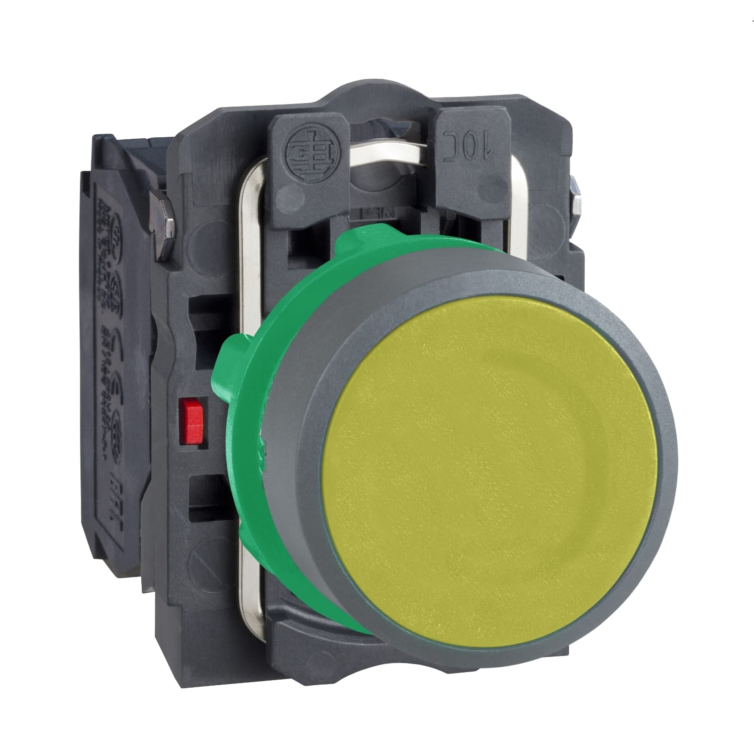 SCHNEIDER ELECTRIC - SNRXB5AA55C0 PULSANTE GIALLO NO+NC GHIERA GRIGIA