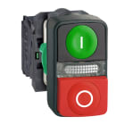 SCHNEIDER ELECTRIC - SNRXB5AW73731B5 Pulsante Ø22 - doppio ad impulso - verde+rosso - luce bianca- 24V- IP40