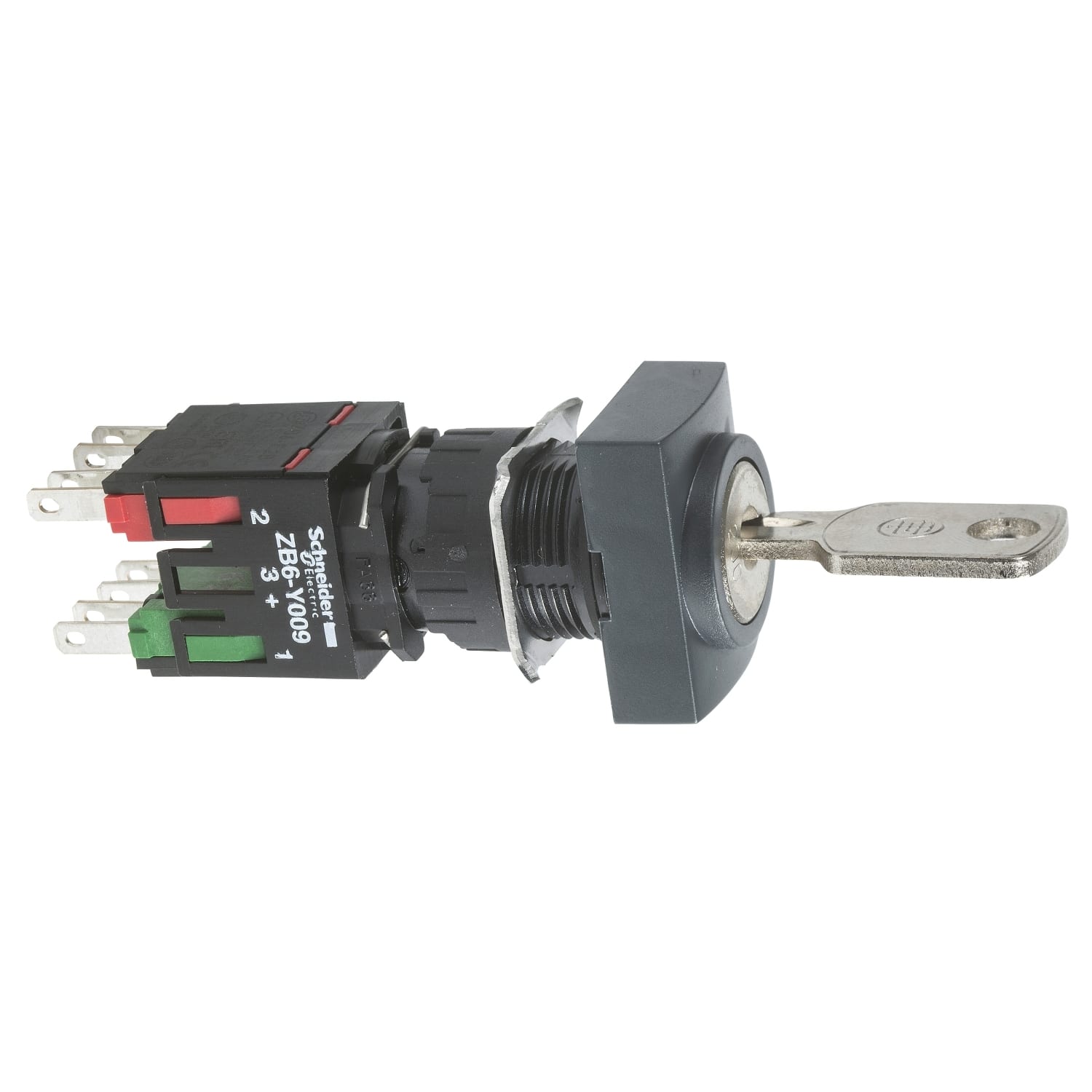 SCHNEIDER ELECTRIC - SNRXB6DGC5B Selettore a chiave rettangolare - Ø16 - 2 pos. - plastica - 1 NO + 1NC