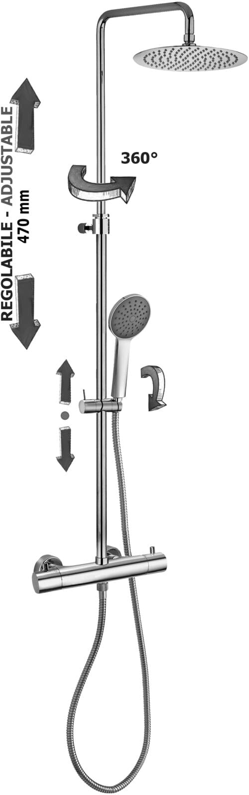 RUBINETTERIA PAFFONI - PFFZCOL589LIQCR COLONNA REGOLABILE NEW MINI BIRILLO + DO